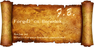 Forgács Benedek névjegykártya